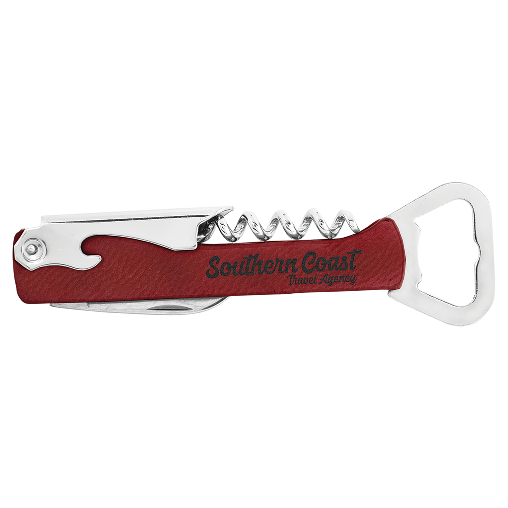 Branded Leatherette Wine Bottle Opener