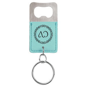 Rectangle Branded Leatherette Bottle Opener Keychain