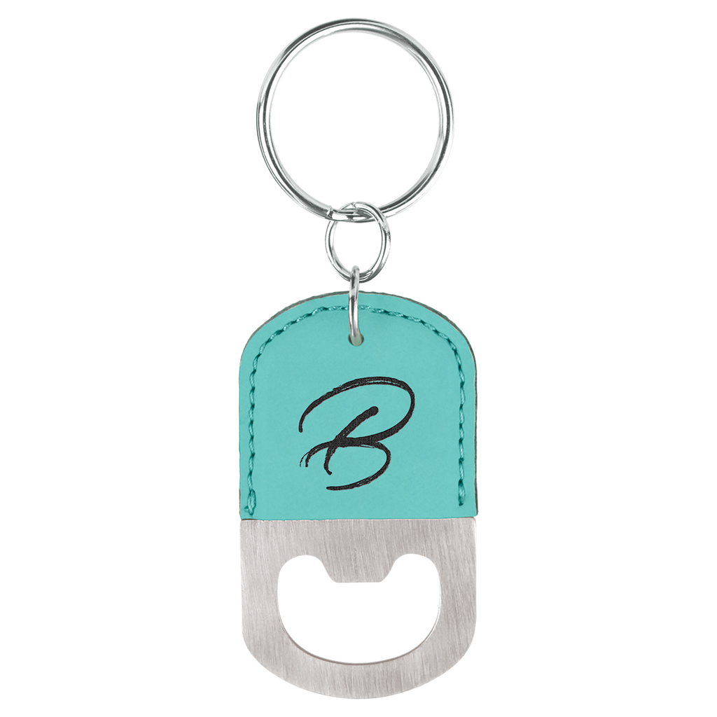 Oval Branded Leatherette Bottle Opener Keychain