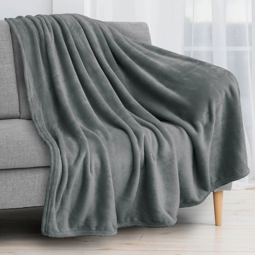 Medium Weight Solid Fleece Blanket w/ leatherette patch