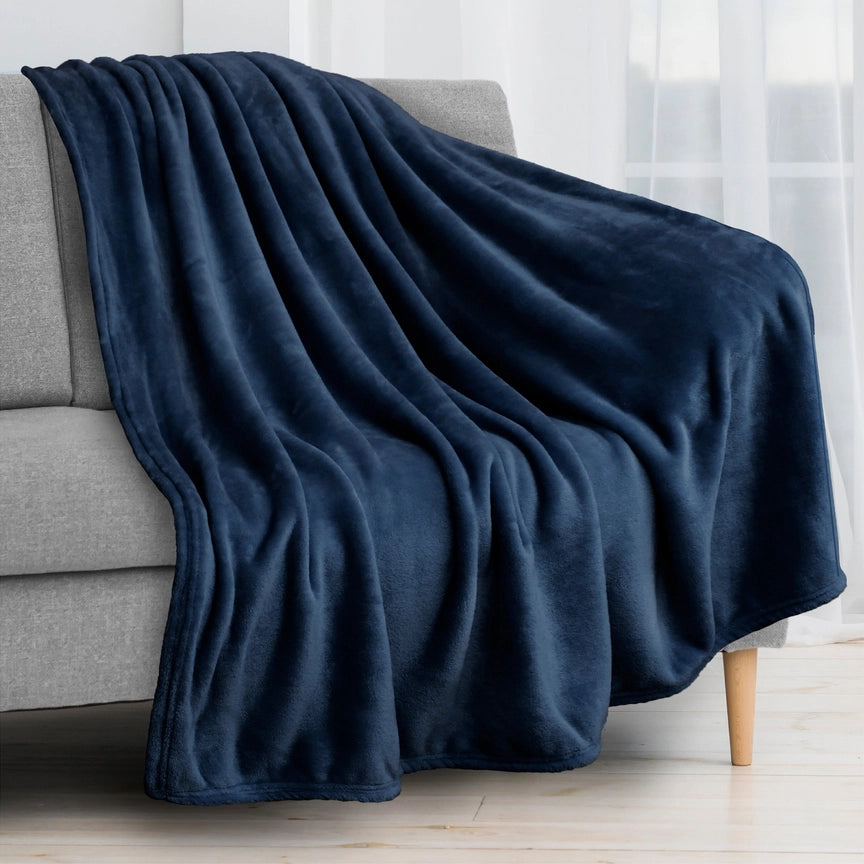 Medium Weight Solid Fleece Blanket w/ leatherette patch