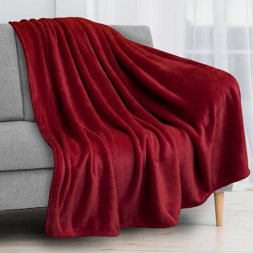 Medium Weight Solid Fleece Blanket w/ leatherette patch